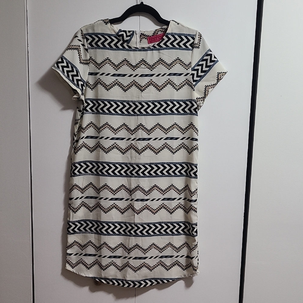 Boohoo Black and White Patterned Mini Dress